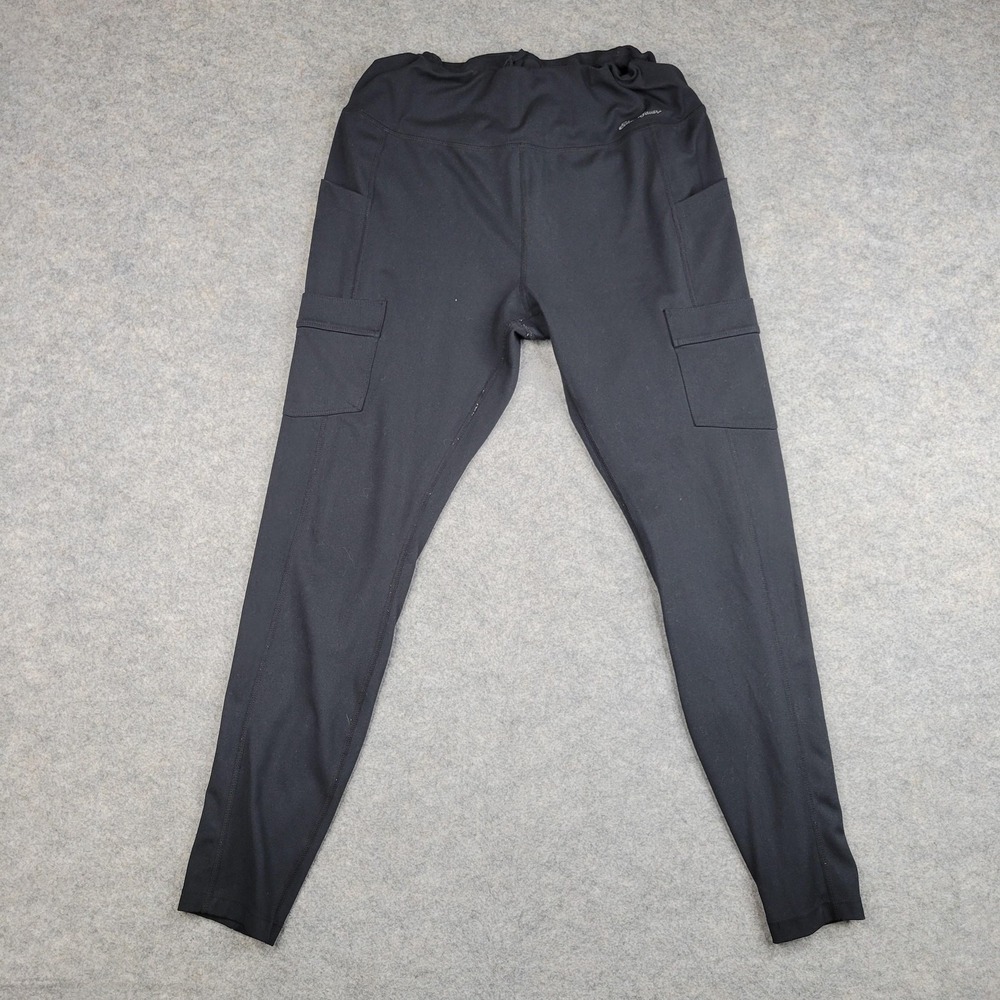 Eddie‎ Bauer Leggings Womens Large Black High Rise Cargo Pocket Stretch Pants